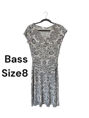 G.H. Bass & Co. Black and White Floral-Print Midi Dress